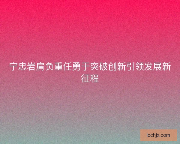 宁忠岩肩负重任勇于突破创新引领发展新征程